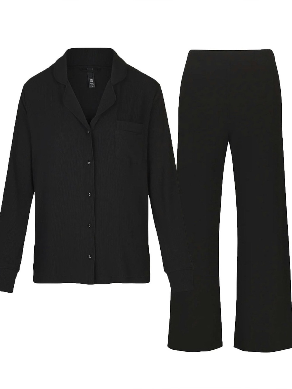 Skims Soft Lounge Black Two-Piece Pajama Set